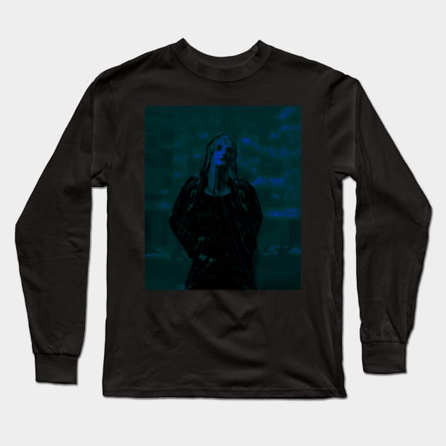 Very cool looking guy. Dark, but so cool. Moon on forehead. Blue and green. Long Sleeve T-Shirt by 234TeeUser234